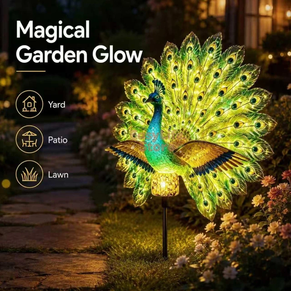 Farming For Agriculture - Solar Peacock Garden Sculpture, Outdoor Decor