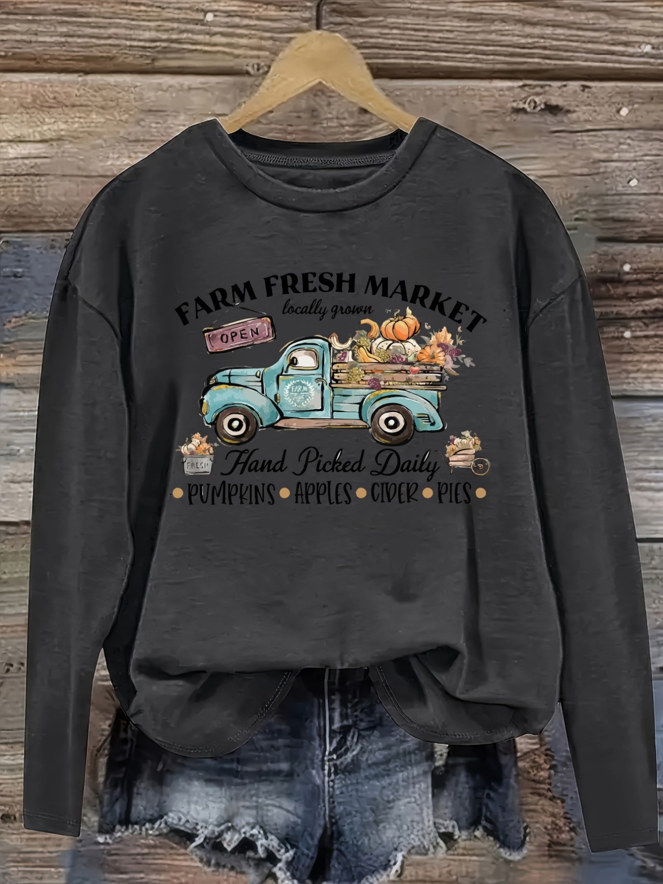 Women's Casual Long Sleeve Cre - огляд і ціна Farming & Agriculture Word Stacks
